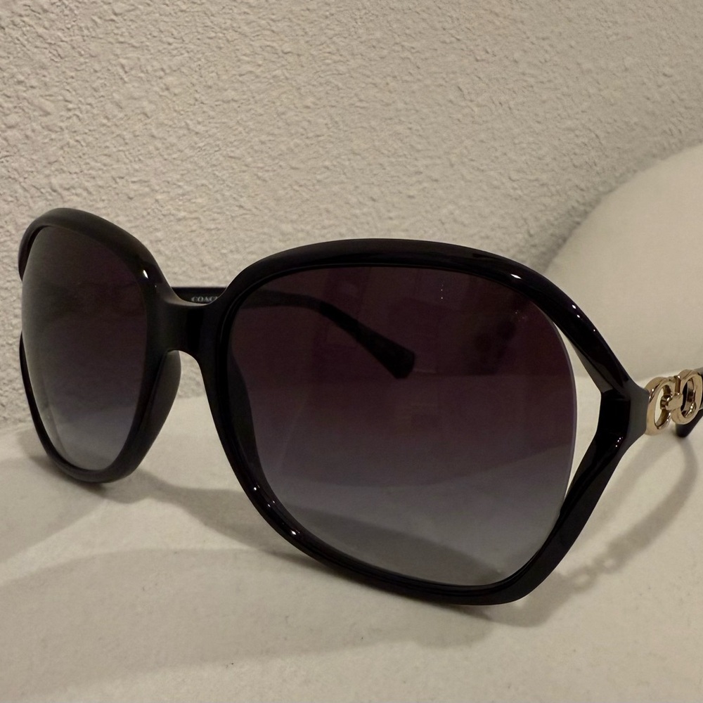 SOLD - Coach Kissing C Black & Gold Sunglasses